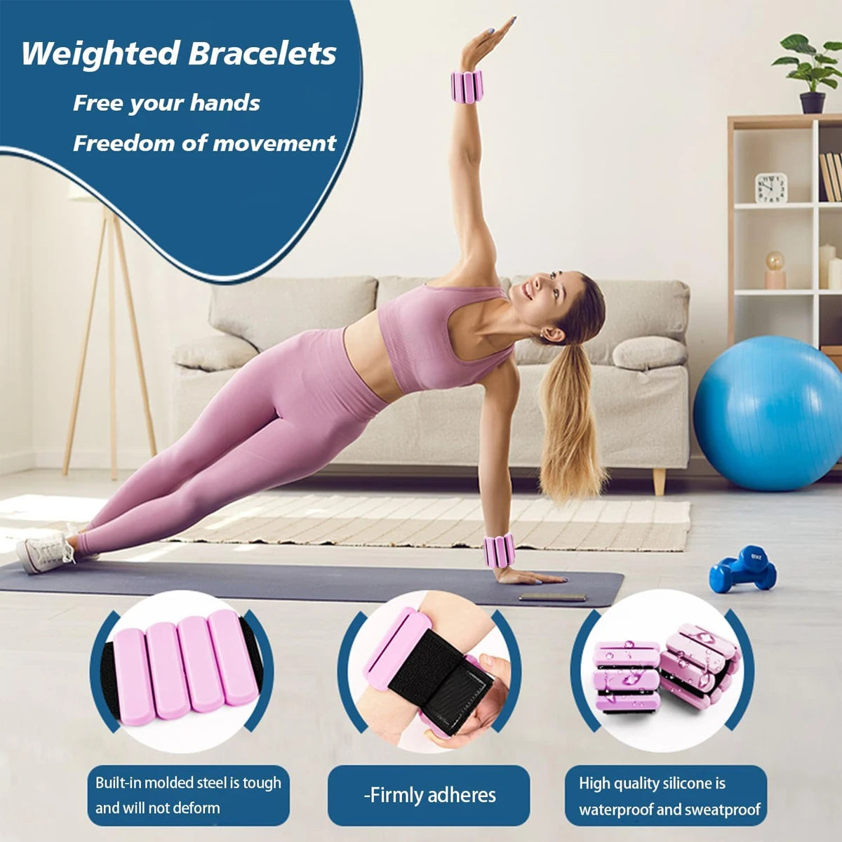 1 lb Verstellbare Hand- & Knöchelgewichte – Fitness Gewichtsmanschetten